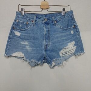 Levi's 501 Button‎ Fly High Rise Cutoff Distressed Shorts 100% Cotton Size 29